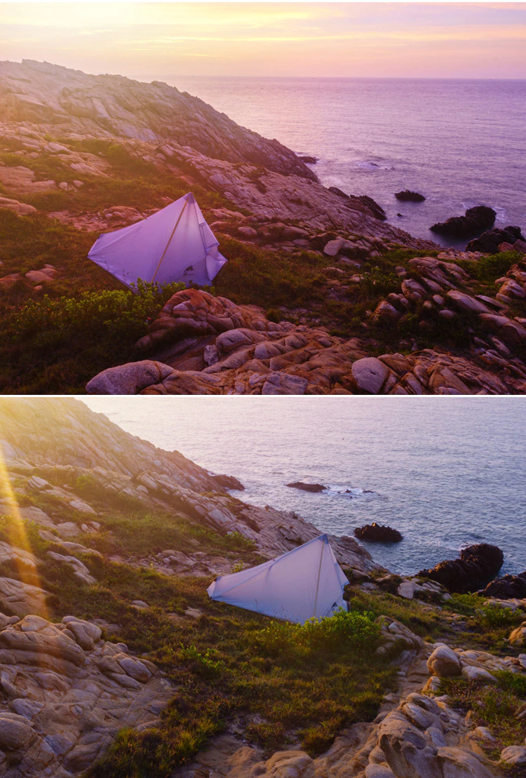 Cheap Goat Tents 3F UL GEAR CangQiong 1 Outdoor Ultralight Camping Tent 3 Season 1 Person Professional 15D Nylon Silicon Coating Rodless  tent Tents 